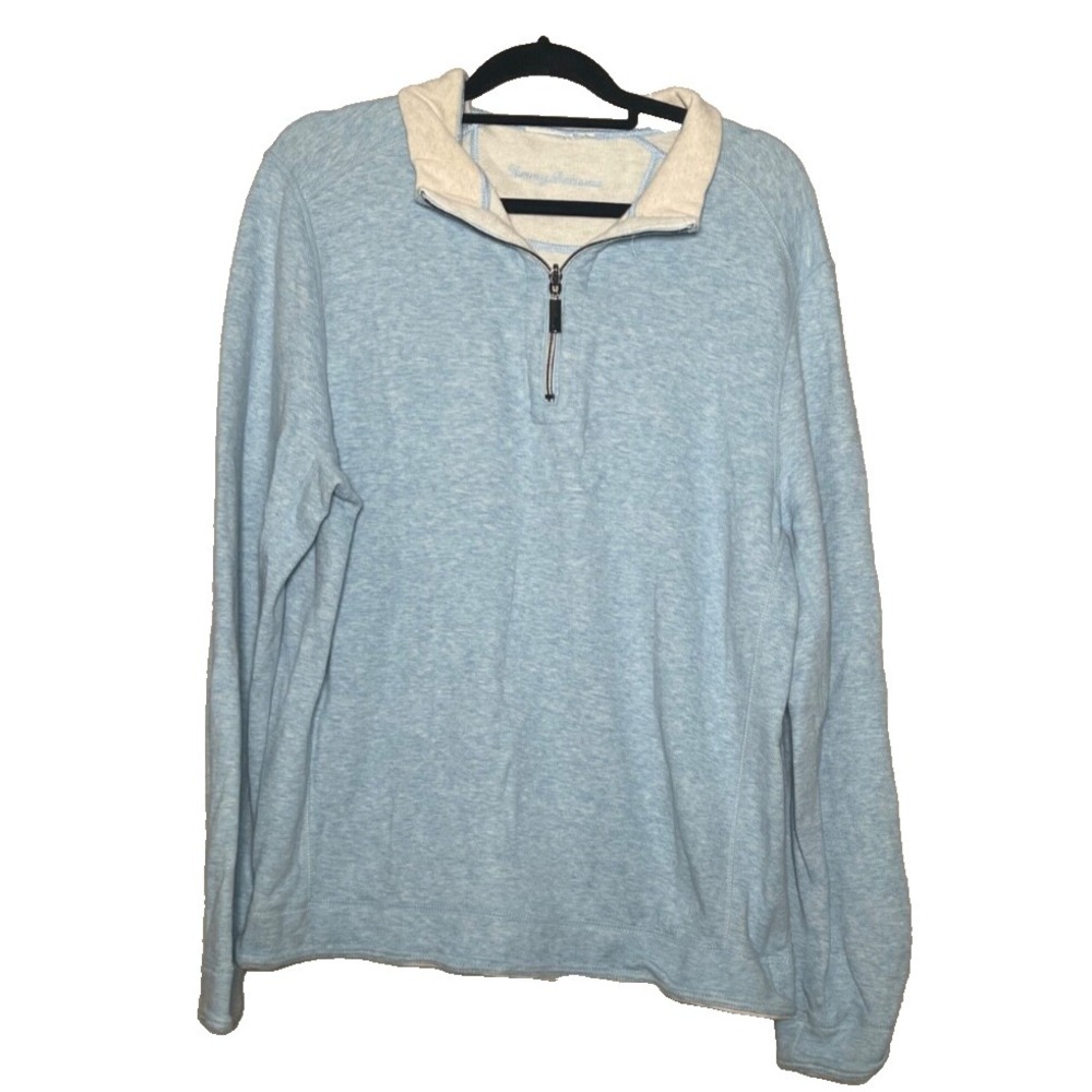 Tommy Bahama 1/4 Zip Pullover Sweater Men's XL Blue Golf Preppy Coastal - Picture 1 of 5